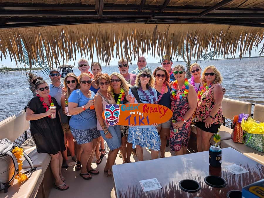 Fort Myers Beach: Adults only BYOB Tiki Pub Daytime Cruise - The Social Part: Sunbathing, photos, games, and music at low speed
